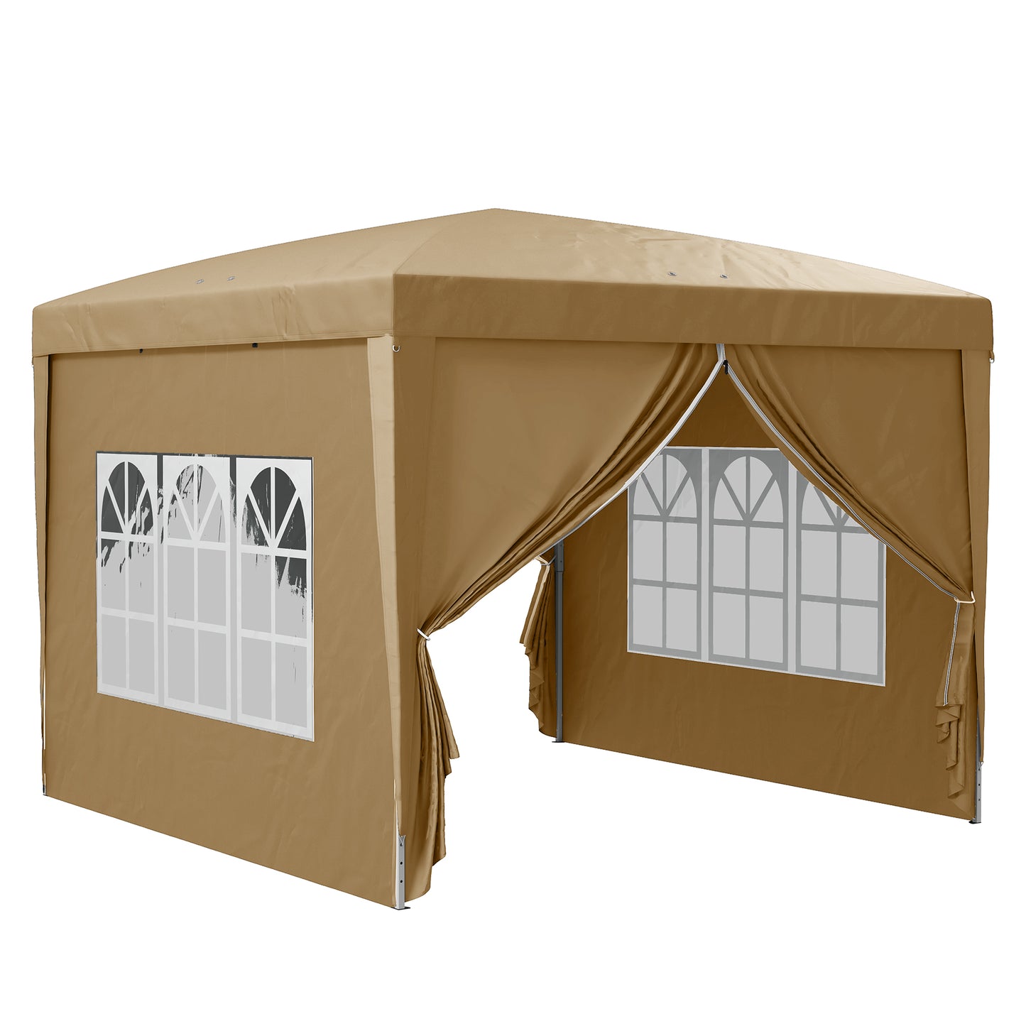3x3(m) Pop-Up Gazebo, with Curtain Walls and Windows, Khaki