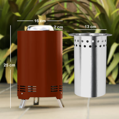 Smokeless Fire Pit, 16 x 16 cm Stainless Steel Portable Wood Burning Firepit with Poker
