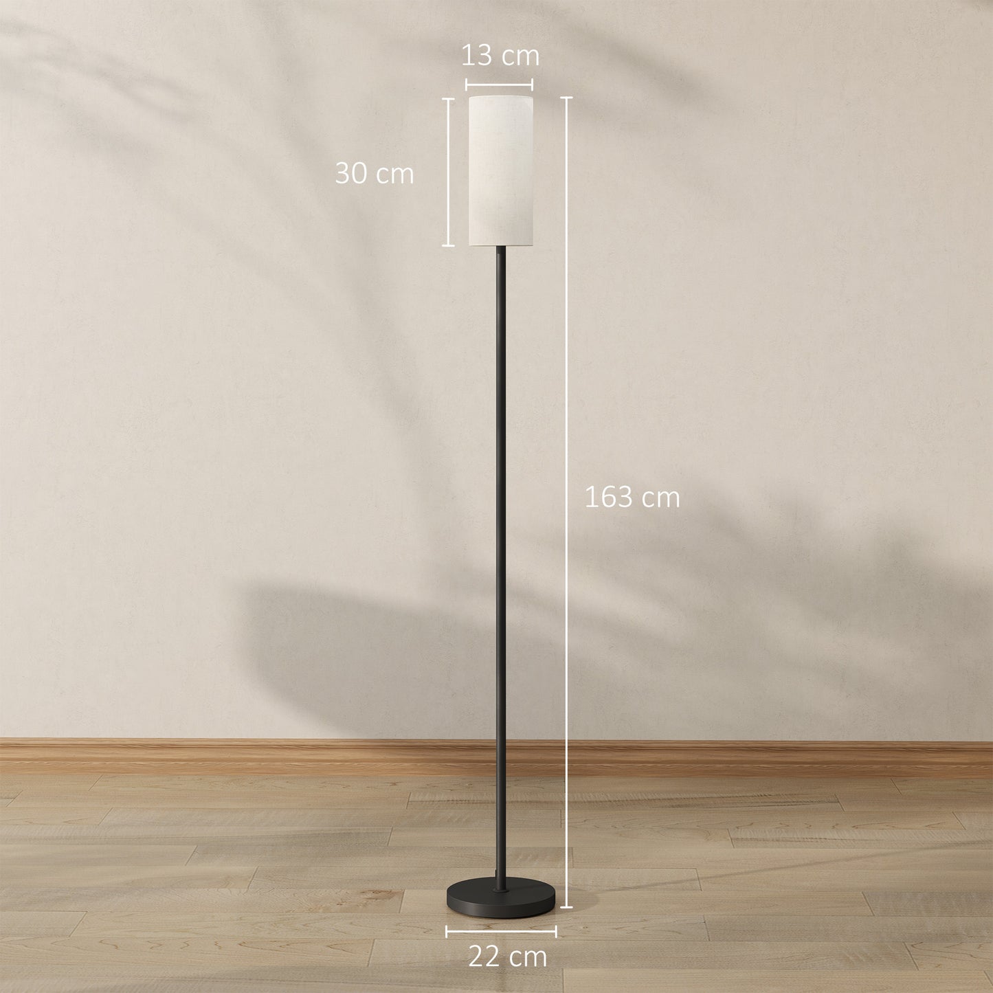 Floor Lamp for Living Room, Modern Standing Lamp with Linen Shade & Foot Switch, Minimalist Tall Pole Lampshade for Bedroom