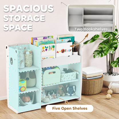 Kids Toy Storage Unit, Bear Design Kids Bookshelf and Toy Organiser, for Bedroom, Nursery, Playroom, White