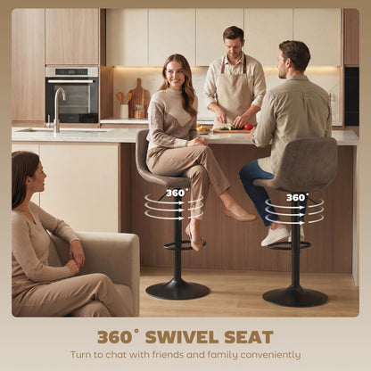 Bar Stools Set of 2, Modern Swivel Barstools with Footrest for Kitchen Island and Dining Room, Brown