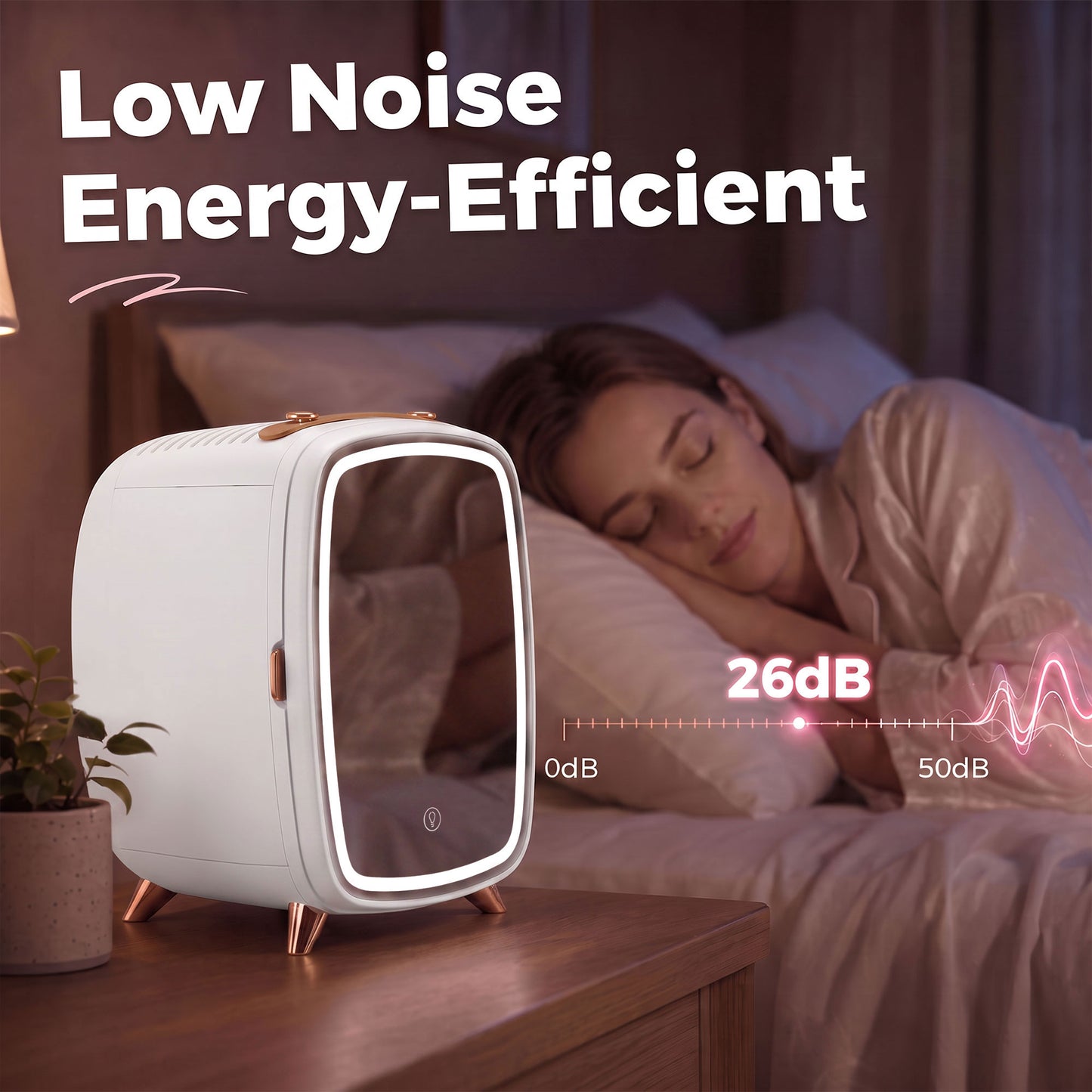 Skincare Refrigerator, 6L Mini Cosmetic Fridge with LED Mirror, Cooling Function for Bedroom, Skincare, Office, White