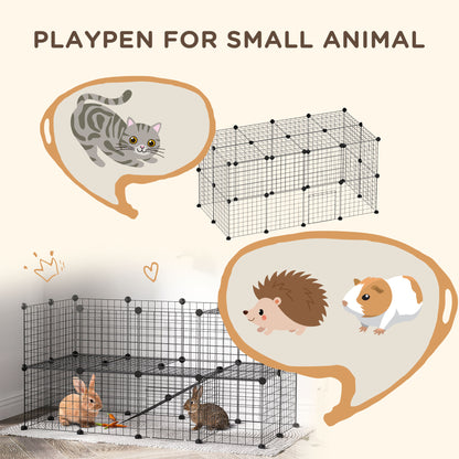 DIY Pet Playpen Metal Wire Fence Indoor Outdoor Rabbit Small Animals Cage 36 Panel Enclosure Black