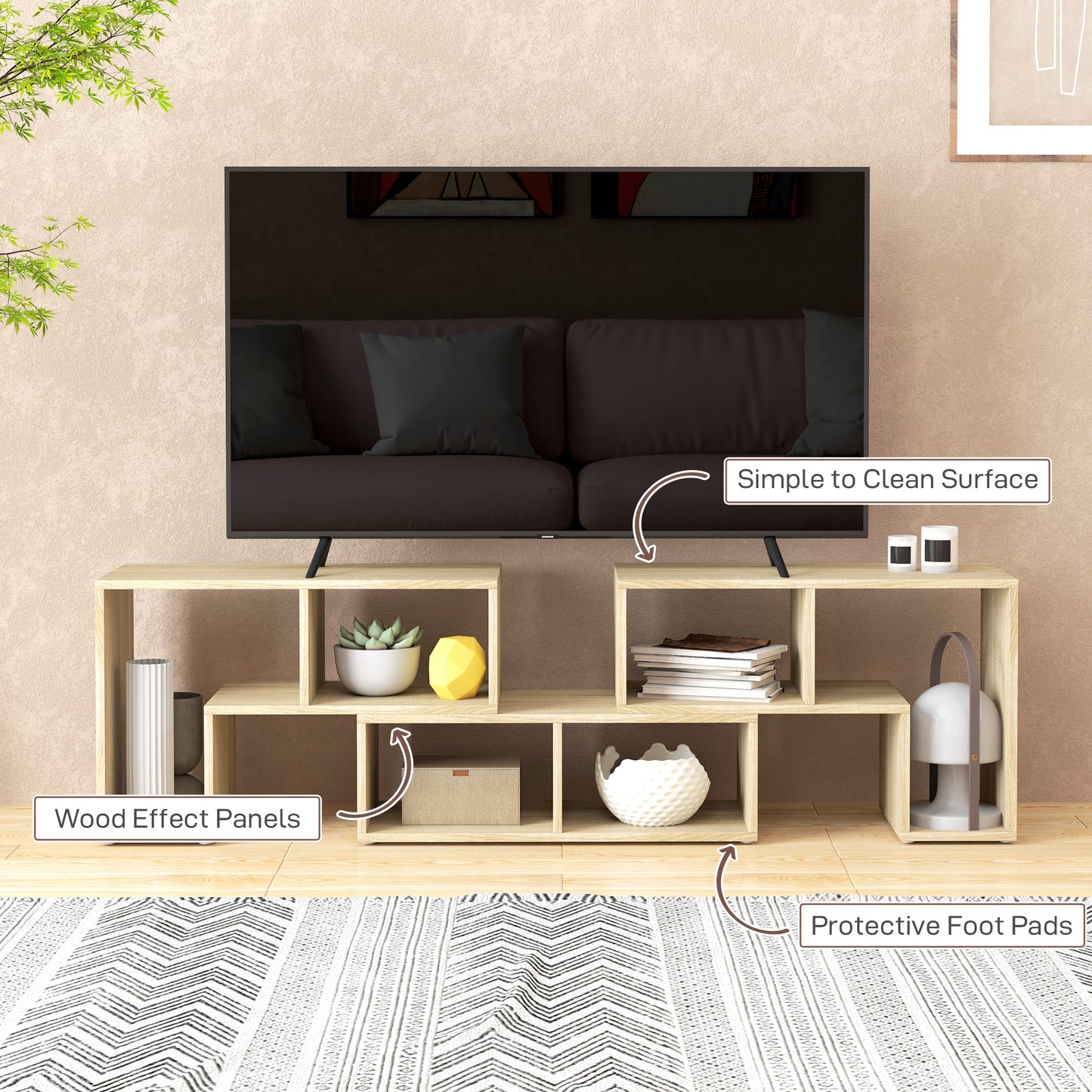 Three-Block Modular TV Stand - Grey Wood-Effect
