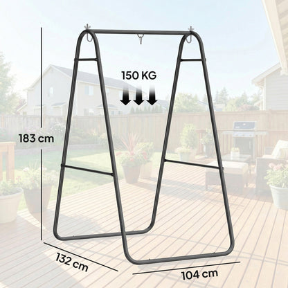 Hammock Chair Stand Only 150KG Load Capacity for Indoor Outdoor, Black