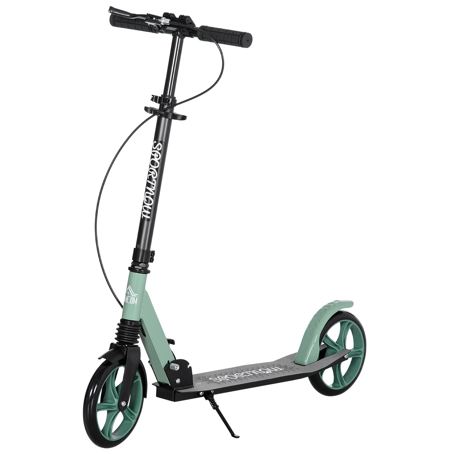 One-click Folding Kick Scooter for 14+ w/ Adjustable Handlebar, Push Scooter with Kickstand, Dual Brake System