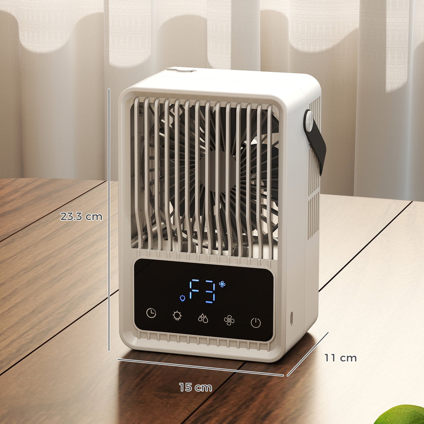 Portable Air Conditioner, 4-in-1 Mini Air Cooler with 3 Wind Speed, 2 Mist Mode, 7 Colour RGB Light, Black and White