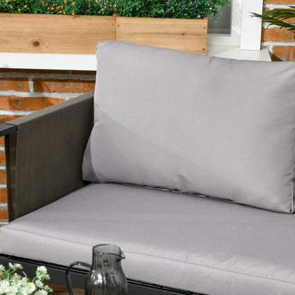 4 Piece Metal Garden Furniture Set with Tempered Glass Coffee Table, Texteline Pocket