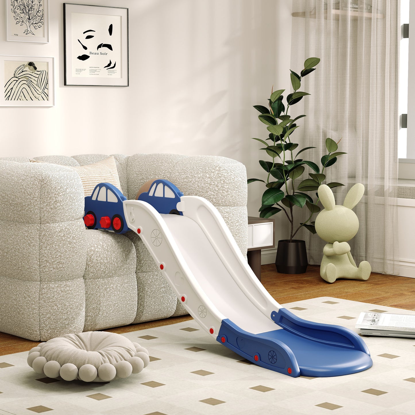 Kids Slide for Bed, Sofa, with Extended Length, Easy to assemble and Store, Blue