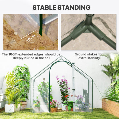 Walk In Tomato Greenhouse Garden Outdoor Mini Greenhouse Flower Planter Steel Frame with Zipped Door & Window, PVC Cover