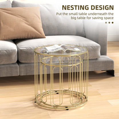 Elliptical Cut-Out Nesting Tables - Gold-Tone