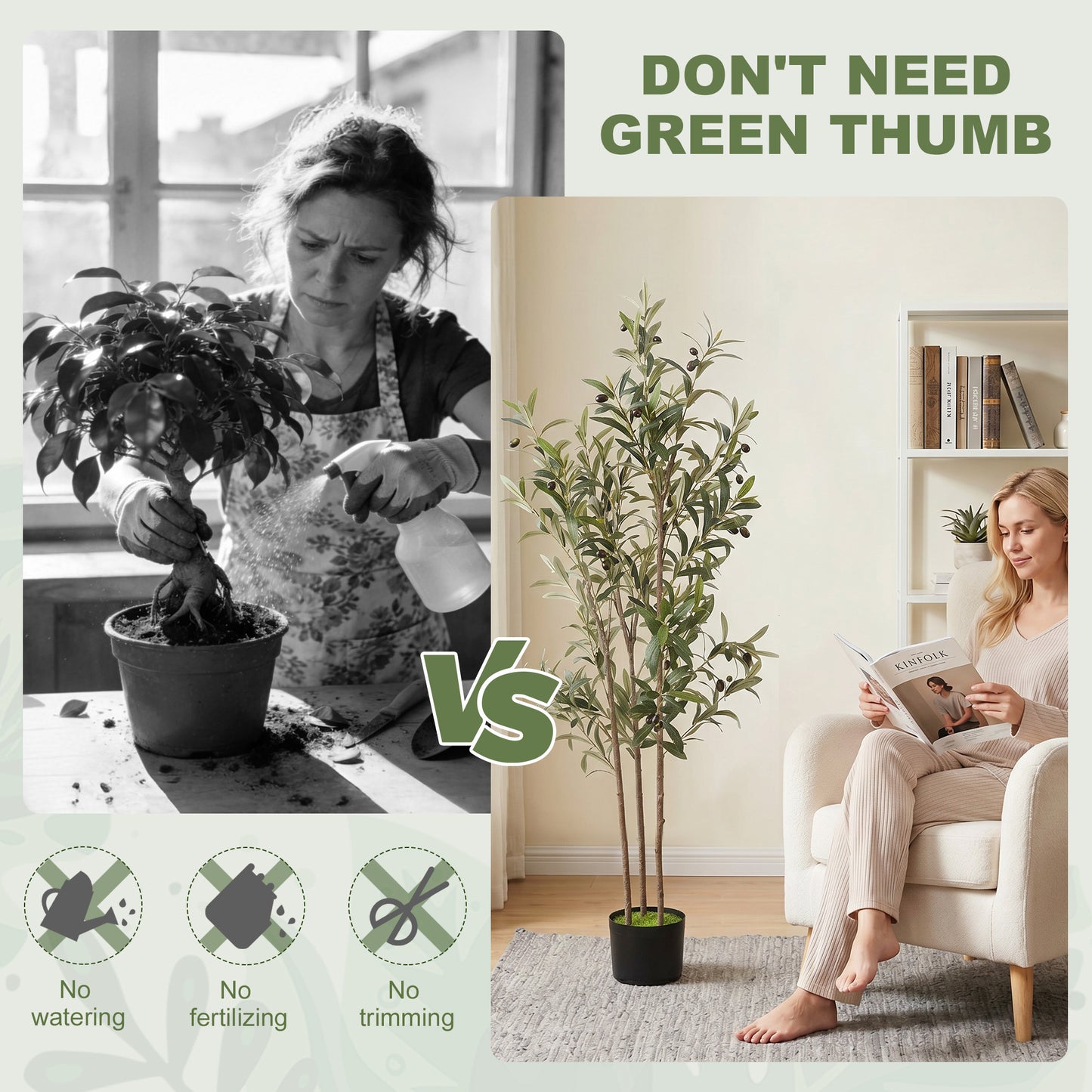 Decorative Artificial Plant, 148 cm Silk Olive Tree with 553 Leaves in Cement Pot, Fake Plant