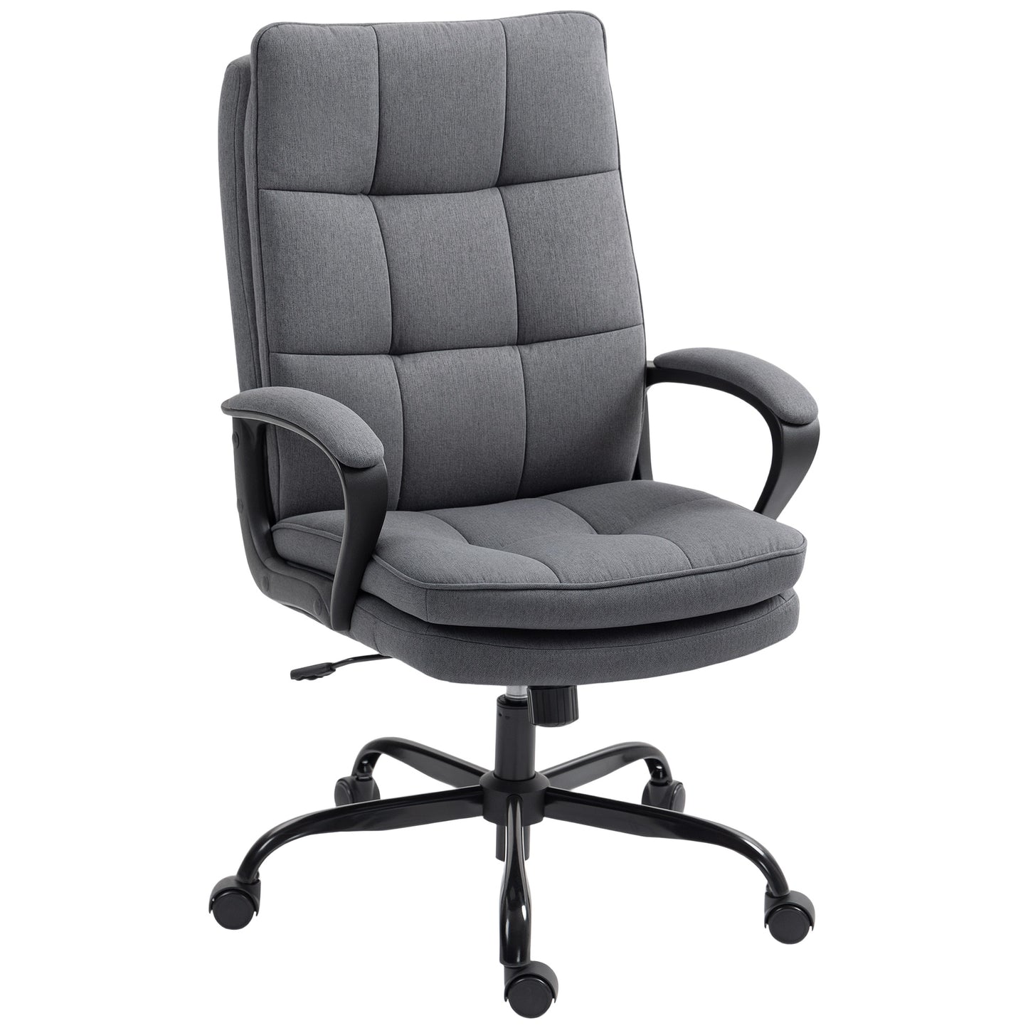 Double Padded Linen-Look Office Chair - Charcoal Grey