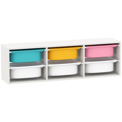 Low Height 2 Tiers Storage Organiser, Kids Toy Storage Unit with 6 Removable Bins for Bedroom, Nursery, Playroom