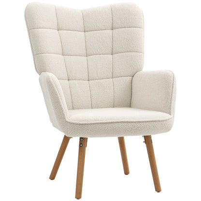 Modern Accent Chair, Upholstered High Back Armchair with Tufted Wingback, Seat Padding
