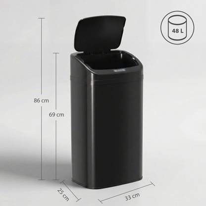 48L Galvanised Steel Sensor Bin - Black