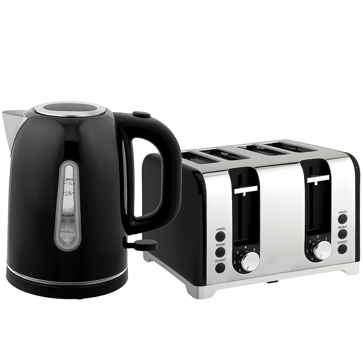 Kettle and Toaster Set, 1.7L 3000W Rapid Boil Jug Kettle with Otter Thermostat, Limescale Filter