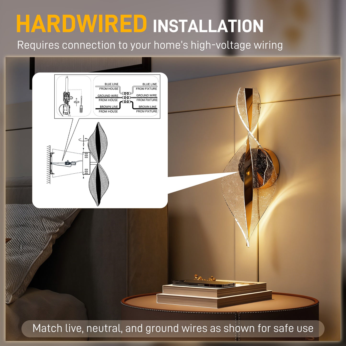 Led Wall Lamp 2 Pack, 13W Modern Indoor Spiral Wall Light, Colour Temperature Adjustable 3000K/4000K/6500K, for Bedroom