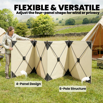 Camping Windbreak Pop Up Windbreaker Blocker with Ropes Pegs for Beach Caravan Outdoor 480 x 120 cm