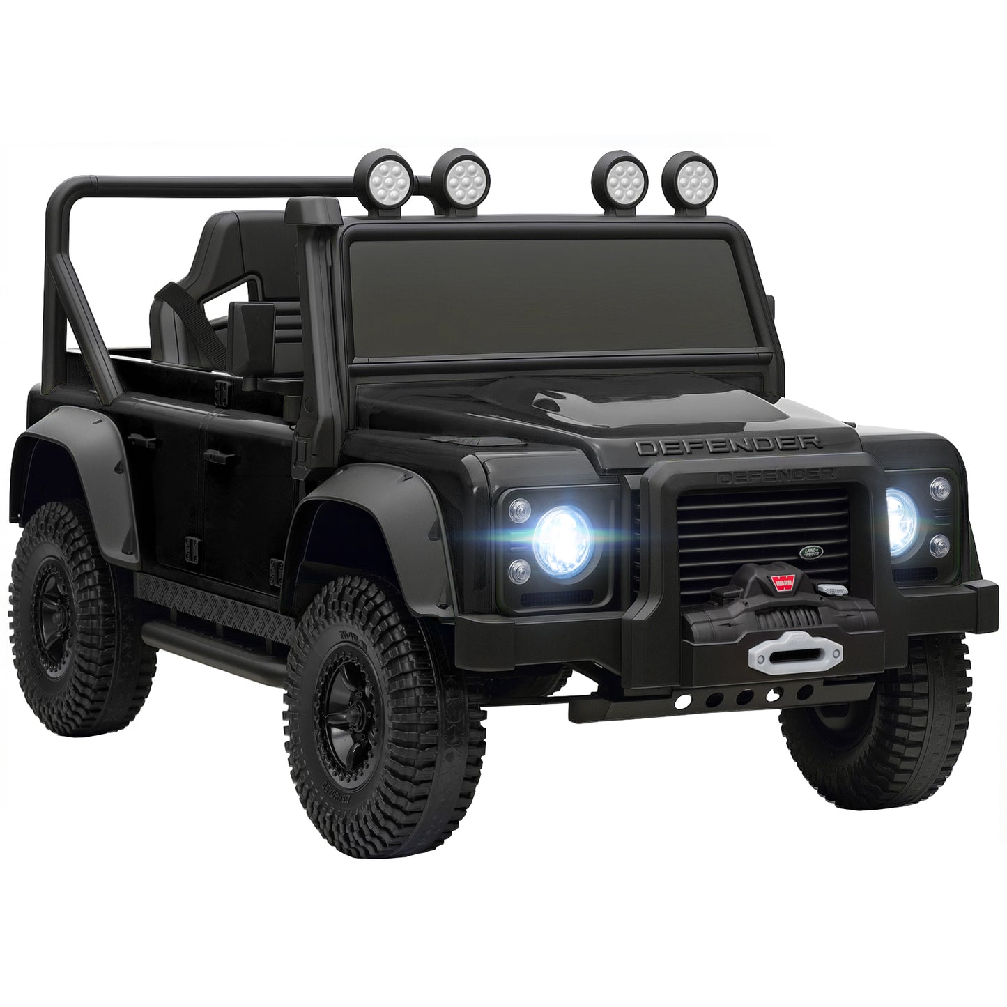 Kids Ride On Car with Remote Control, Music, Horn, 4 Spring Suspension Wheels, LED Lights for 3-5 Years Old, Black