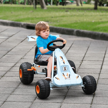 Pedal Go Kart, Kids Ride On Race Car with Brake, Gears Shift, Steering Wheel, Adjustable Seat