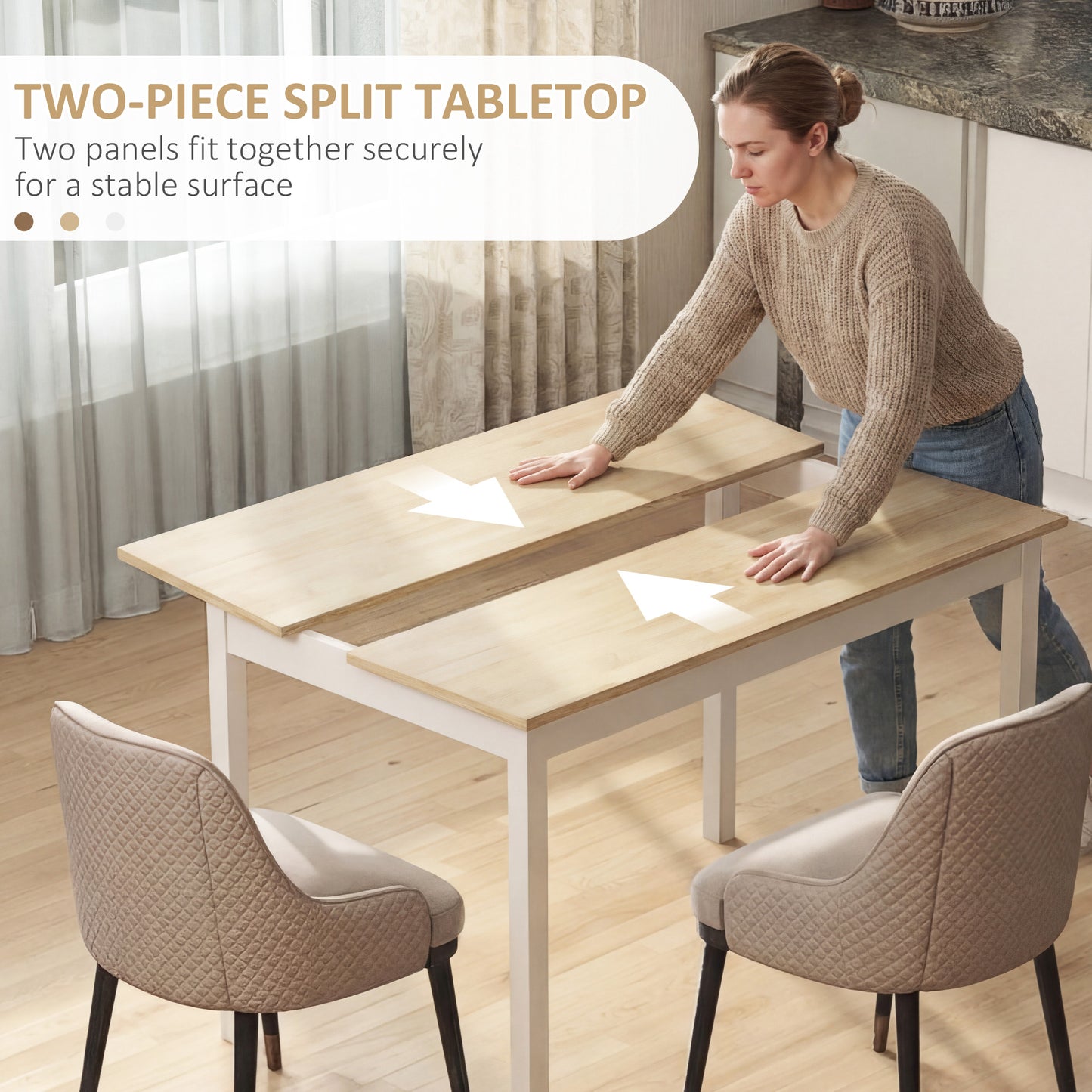 Four-Seater Farmhouse-Style Wooden Table