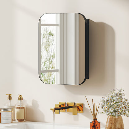Bathroom Medicine Cabinet with Mirror, Bathroom Wall Cabinet with Adjustable Shelves, Soft Close Hinges, Black