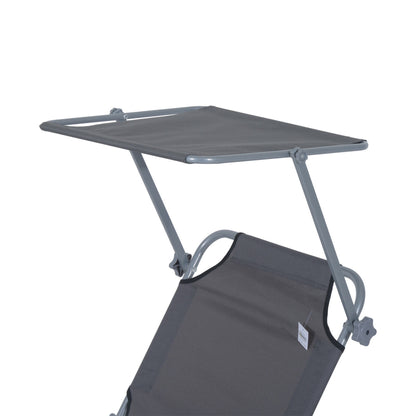 Outdoor Foldable Sun Lounger, 4 Level Adjustable Backrest Reclining Sun Lounger Chair