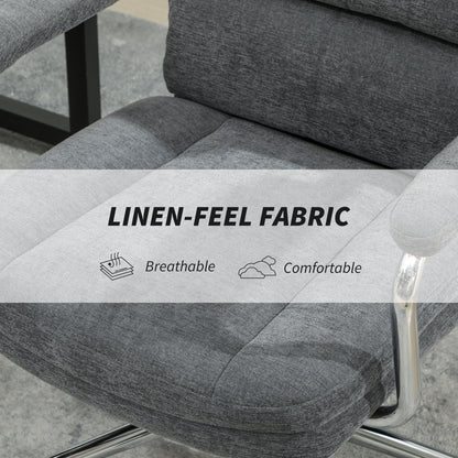 Executive Office Chair, Linen Fabric Computer Desk Chair with Double-Layer Back Cushion, Rocking Function