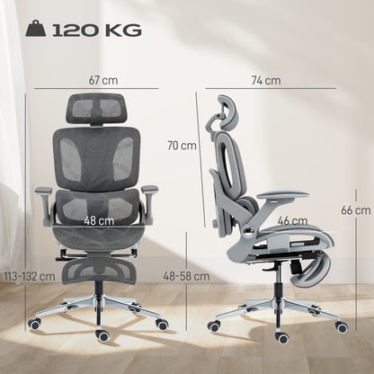 Ergonomic Office Chair, High Back Mesh Desk Chair, Grey