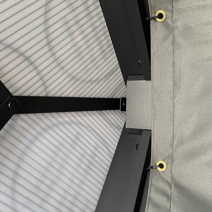 3.6 x 4m Hardtop Gazebo Canopy with Polycarbonate Roof, Aluminium Frame, Permanent Gazebo, Dark Grey