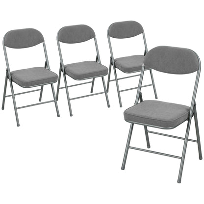 Set of Four Folding Corduroy Seat Chairs - Grey
