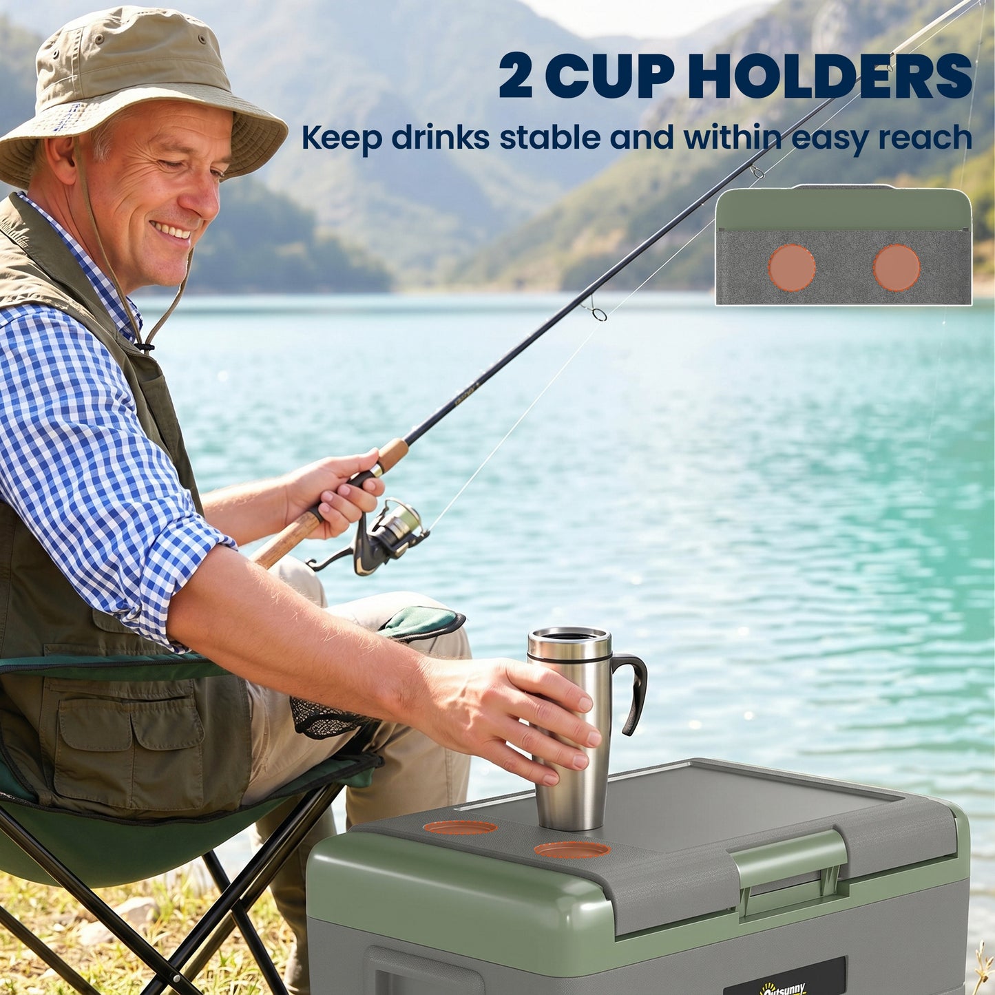 50L Portable Car Refrigerator - Light Green and Grey