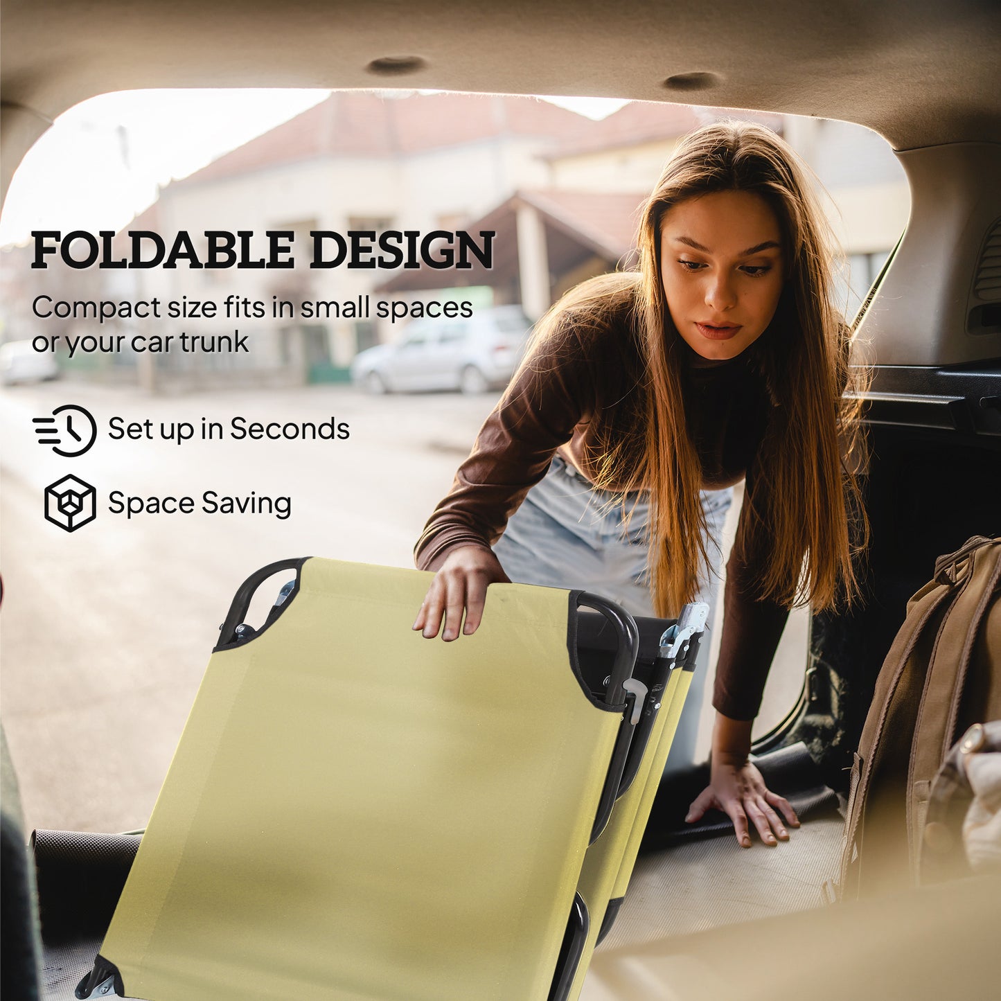 Foldable Sun Lounger with 5-Position Adjustable Backrest