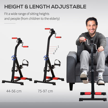 Portable Exercise Bike for Home Pedal Exerciser Height-adjustable 56L x 44- 56W x 75- 97H cm Black and Red