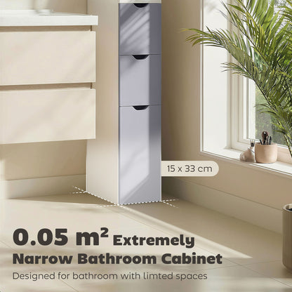 Tall Bathroom Cabinet, Freestanding Slim Bathroom Storage Cabinet with 2-Tier Open Shelf and 2 Drawers for Small Space