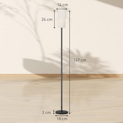 Floor Lamp for Living Room, 3D Printed Modern Standing Lamp with Flowing Curved Shade & Foot Switch