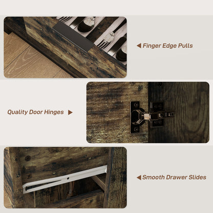 Sideboard, Industrial Storage Cabinet with Doors, Drawer, Cupboard and Adjustable Shelves for Living Room, Dining Room