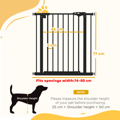Adjustable Safety Gate w/ One Extensions, Four Adjustable Screws, Black
