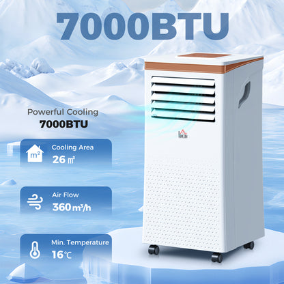 Portable Air Conditioner 7000 BTU, 4-in-1 Air Conditioning Unit with Cooling, Fan, 19.2L/Day Dehumidifier & Sleep Mode