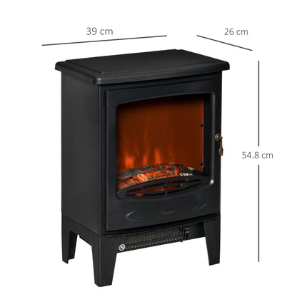 Electric Fireplace Stove, Free standing Fireplace Heater with Realistic LED Flame Effect and Adjustable Brightness