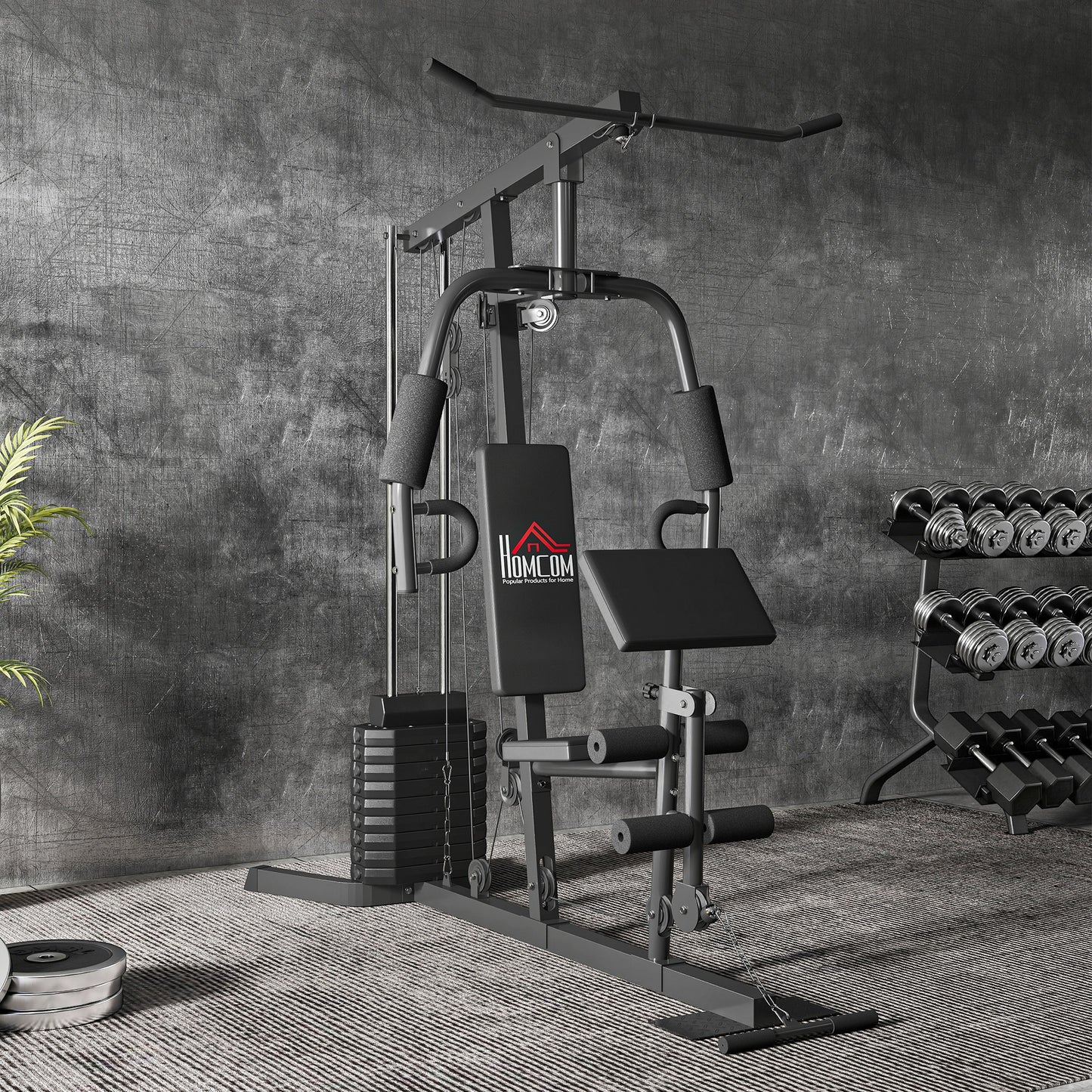 Multi-Exercise Gym Station, with 45kg Weight Stack, for Full Body Workout