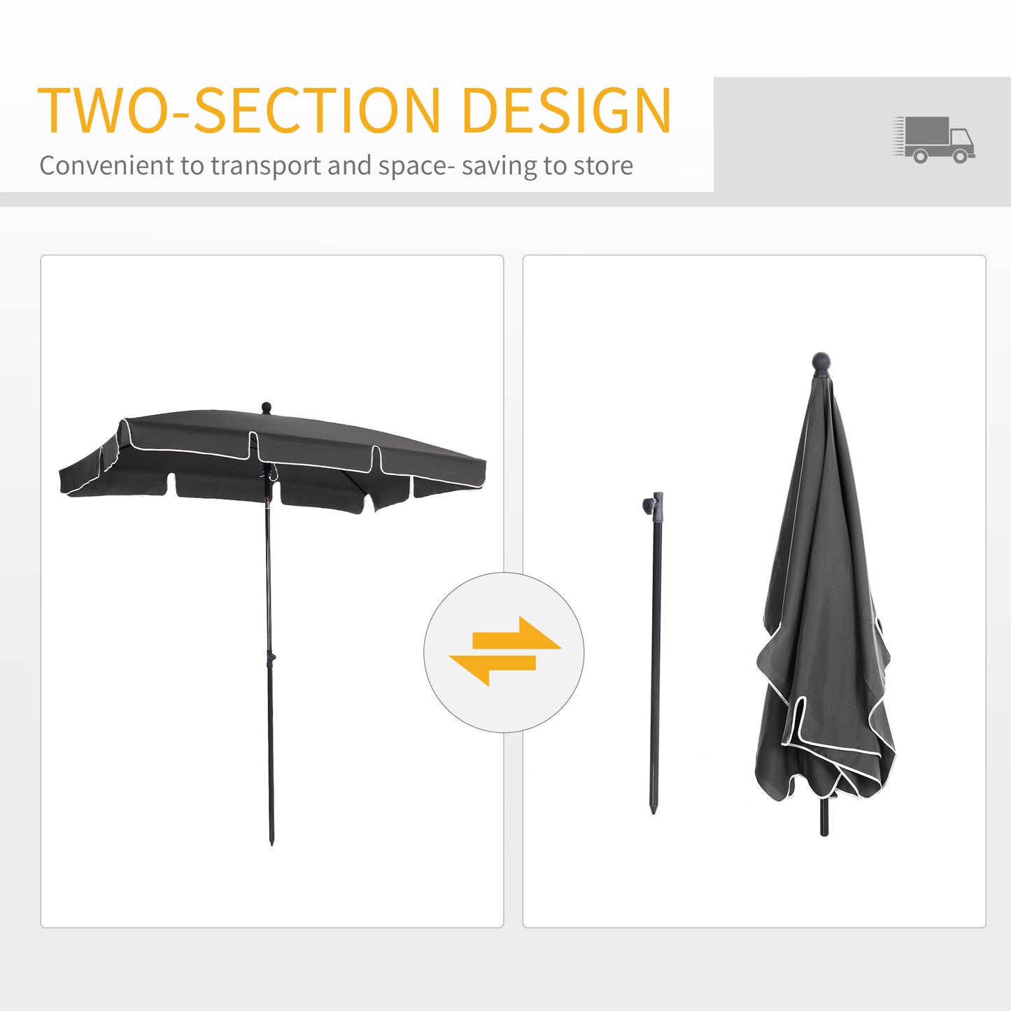 Garden Parasol Umbrella, Outdoor Market Table Umbrella with Ruffles & Aluminium Pole