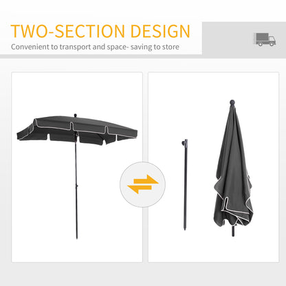 Garden Parasol Umbrella, Outdoor Market Table Umbrella with Ruffles & Aluminium Pole