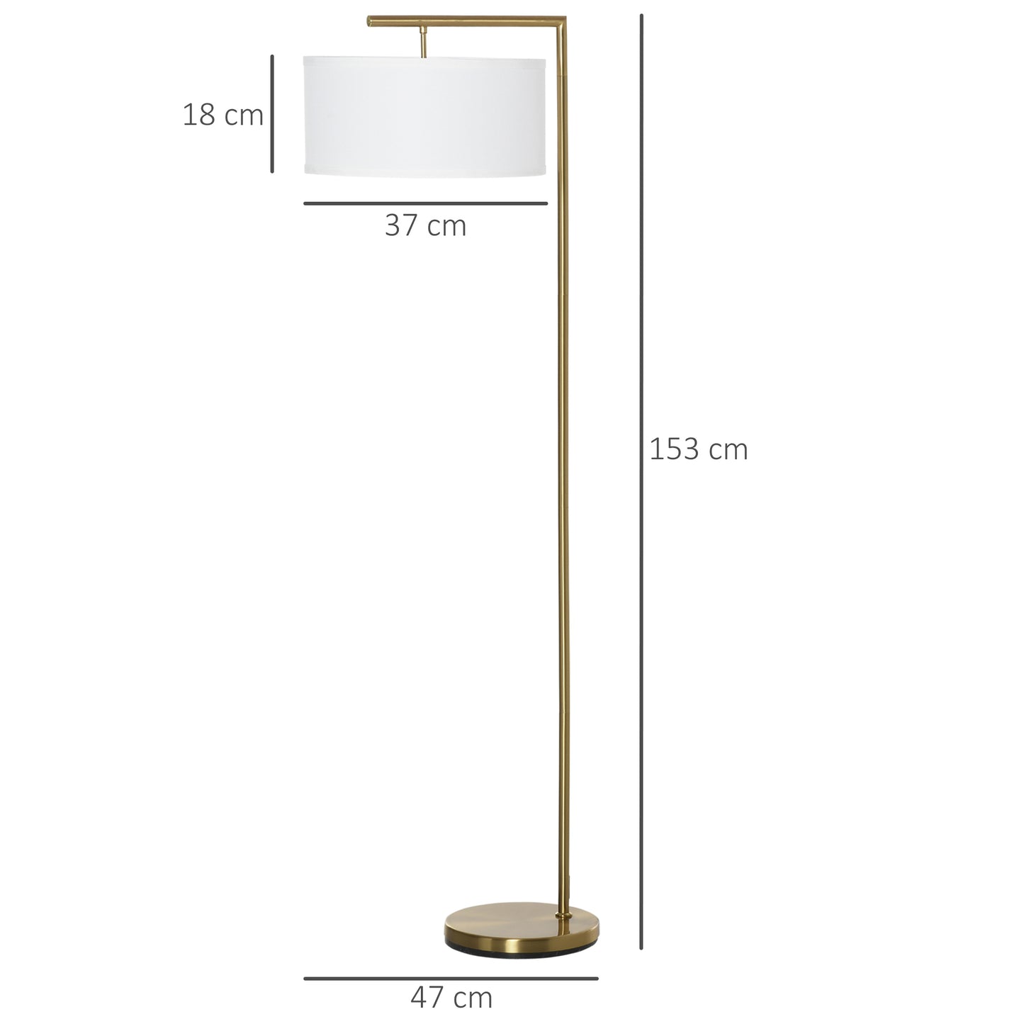 Floor Lamp, Modern Standing Lamp with Linen Lampshade, Round Base for Living Room, Bedroom, Dining Room, 153cm
