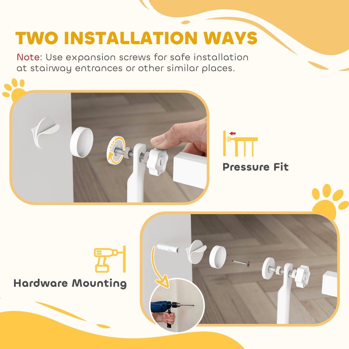 180cm Extra Tall Pet Gate with 3.5 cm Narrow Gap, Pressure Mounted No Drilling Cat Gate for Doorways, 77-104cm Width