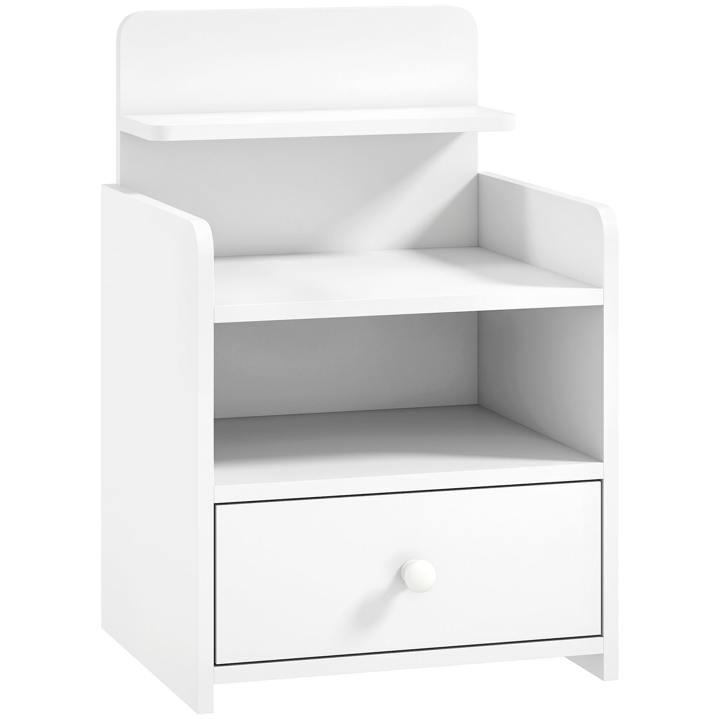 Bedside Cabinet, Bedside Table with Drawer and Shelf for Living Room, White
