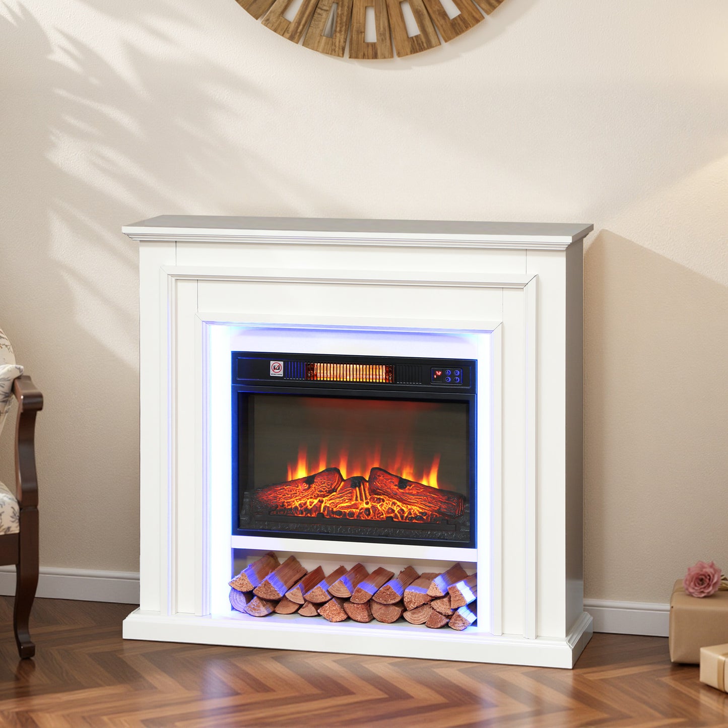 4777 BTU Multicolour LED Electric Fireplace - White