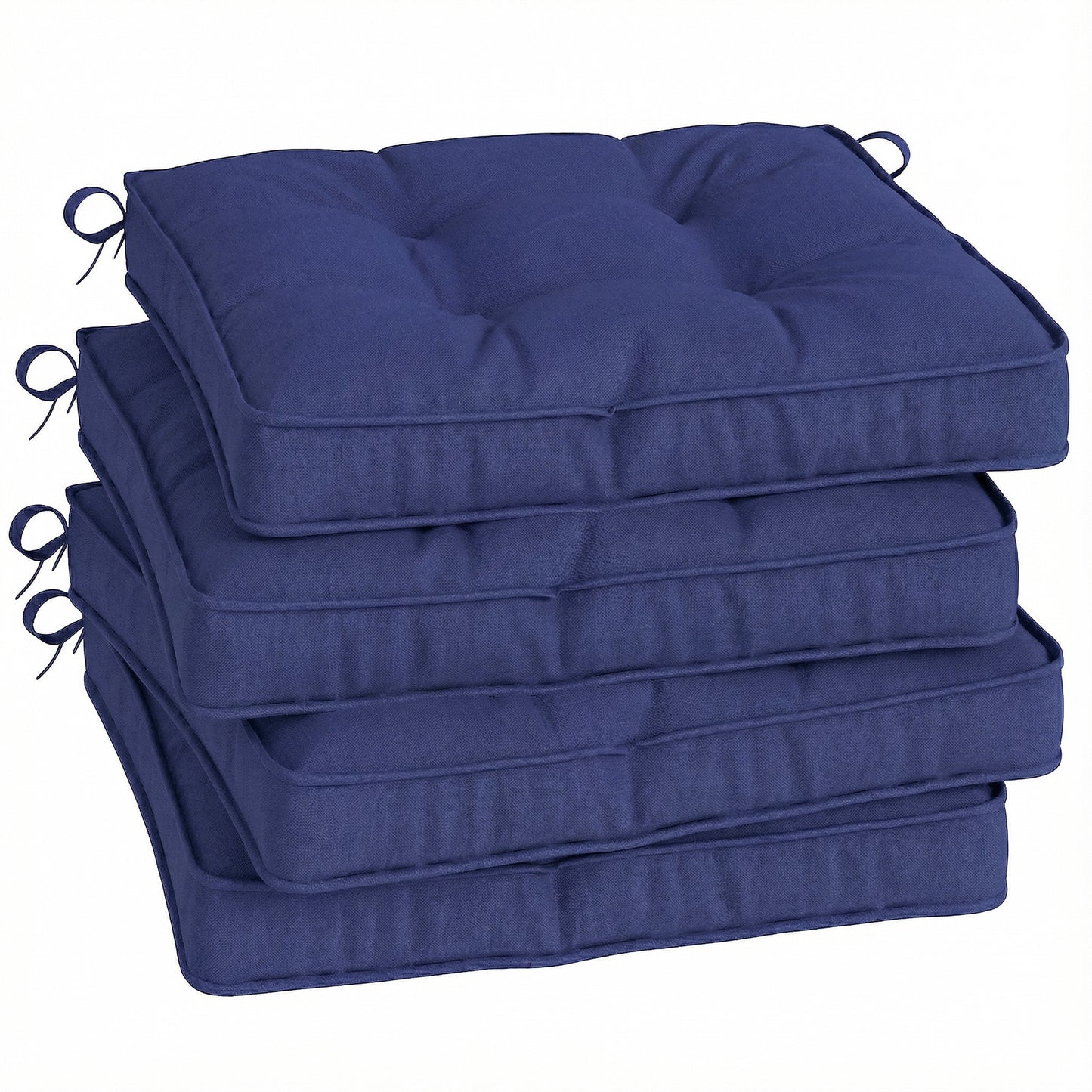 Garden Seat Cushion with Ties, 42 x 42cm Replacement Dining Chair Seat Pad, Dark Blue