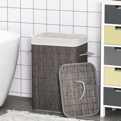 Laundry Basket with Flip Lid and String Handles, Collapsible Hamper Removable Lining Board Base Foldable Water-Resistant Dirt